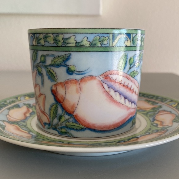 Siddhia Hutchinson Sea Garden Andrea by Sadek Japan (4) Cups Saucers Demitasse - Picture 12 of 16